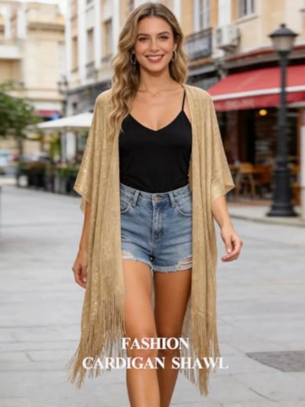 Metallic Evening Shawl Wrap Cardigan for Women Party Beach Cover Up